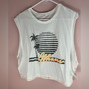 FREE PEOPLE Movement  ( L ) Bring The Heat Graphic Muscle T-Shirt Miami Gym New.